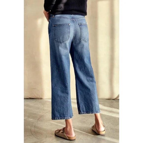 Outerknown SEA Jeans Womens Size 31 The Brook Wide-Leg Cropped High Waisted - Picture 3 of 10
